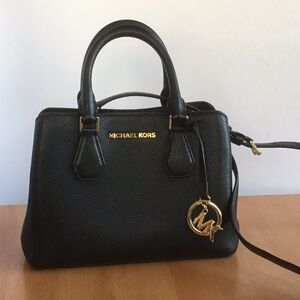 Michael Kors Camille Small Pebbled Leather Satchel Black